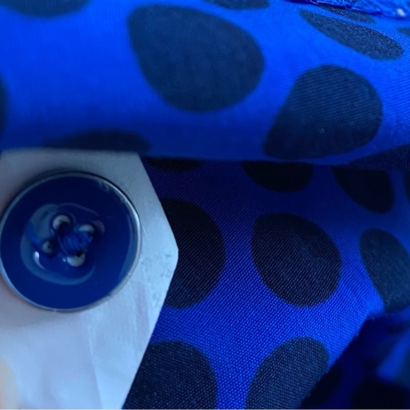 Gap Deborah Polka Dots Blue Black Shirt Dress Knee Shift Pop Over Long Pockets S - Picture 11 of 11